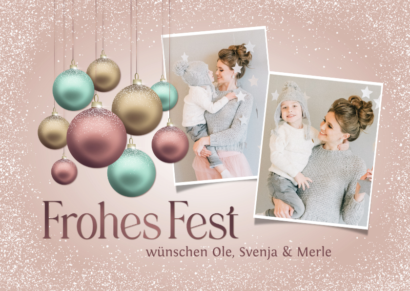 Kerstkaarten - Duitse foto-kerstkaart met delicate kerstballen