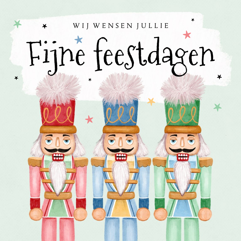 Een vrolijk en magisch kerstkaartje notenkrakers sterren - Kerstkaarten Kerstkaarten - Een vrolijk en magisch kerstkaartje notenkrakers sterren
