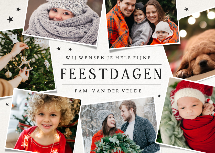Eenvoudige moderne fotocollage kerstkaart met 7 foto's - Kerstkaarten Kerstkaarten - Eenvoudige moderne fotocollage kerstkaart met 7 foto's