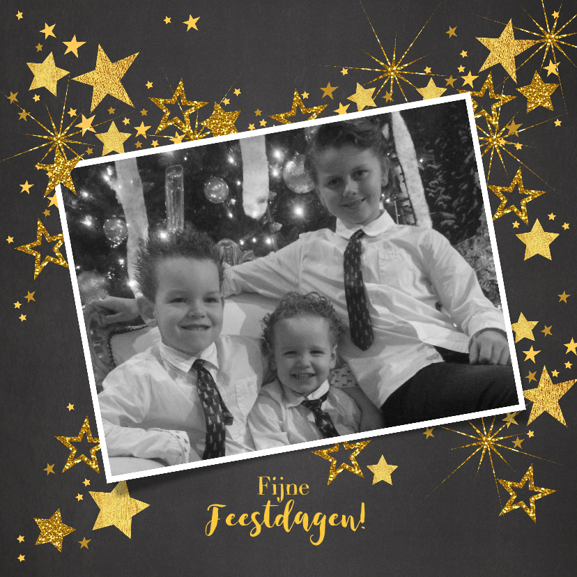 Feestelijke kerst fotokaart gouden sterren - Kerstkaarten Kerstkaarten - Feestelijke kerst fotokaart gouden sterren