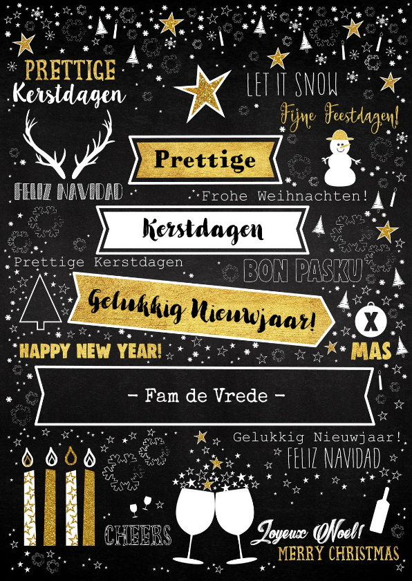 Feestelijke kerstkaart wegwijzer typografisch - Kerstkaarten Kerstkaarten - Feestelijke kerstkaart wegwijzer typografisch