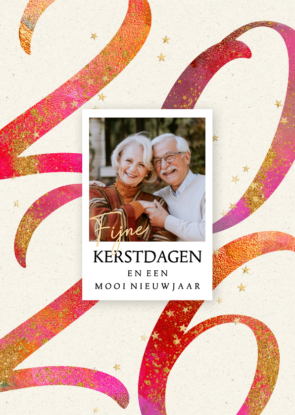 Foto kerstkaart geschreven 2026 rood - Kerstkaarten Kerstkaarten - Foto kerstkaart geschreven 2026 rood