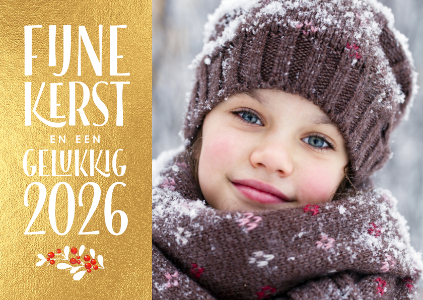 Foto kerstkaart goud 2026 - Kerstkaarten Kerstkaarten - Foto kerstkaart goud 2026