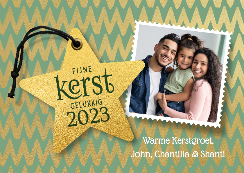 Foto kerstkaart goudlook kerst ster - Kerstkaarten Kerstkaarten - Foto kerstkaart goudlook kerst ster