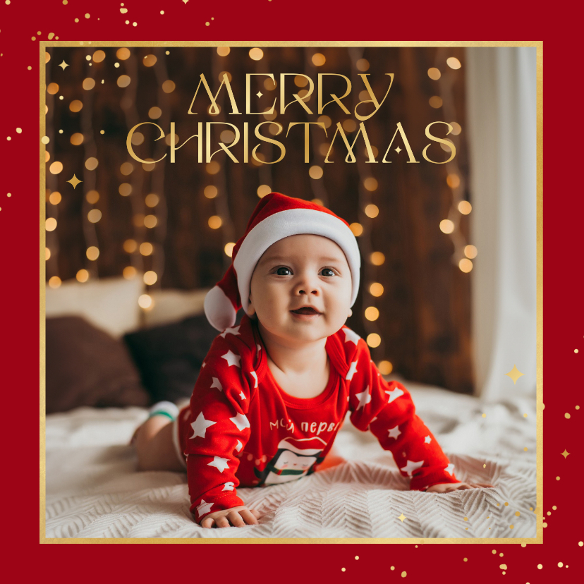 Foto kerstkaart merry christmas sparkle sprankelend goud - Kerstkaarten Kerstkaarten - Foto kerstkaart merry christmas sparkle sprankelend goud