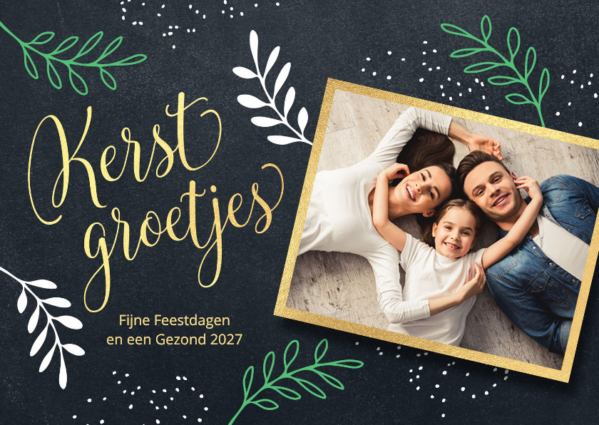 Foto kerstkaart met hippe takjes sneeuw - Kerstkaarten Kerstkaarten - Foto kerstkaart met hippe takjes sneeuw