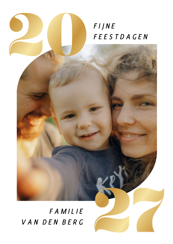 Foto kerstkaartje wit fijne feestdagen gouden 2027 - Kerstkaarten Kerstkaarten - Foto kerstkaartje wit fijne feestdagen gouden 2027