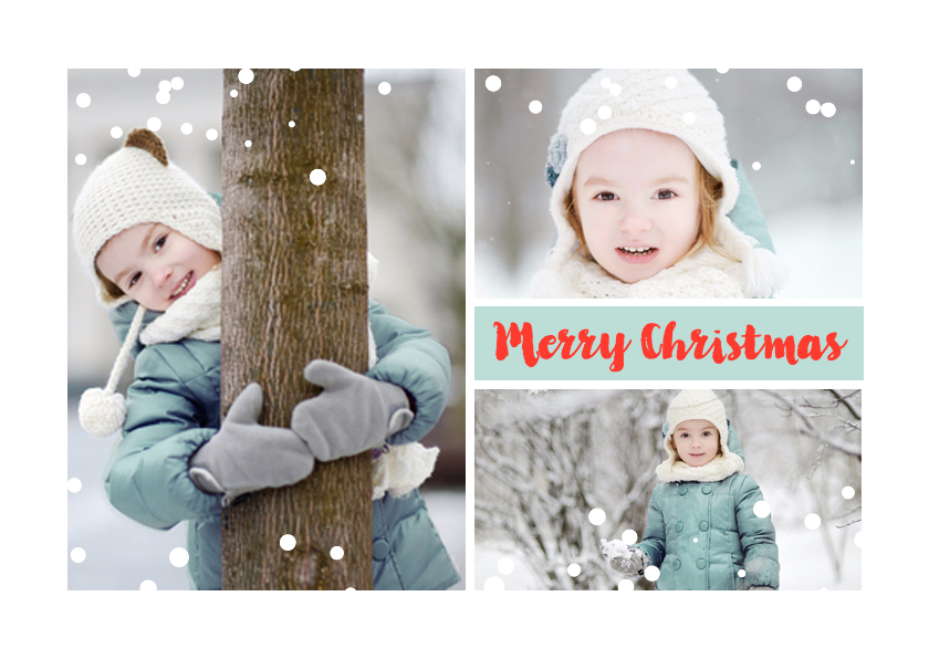 Fotocollage met sneeuw stippen - Kerstkaarten Kerstkaarten - Fotocollage met sneeuw stippen