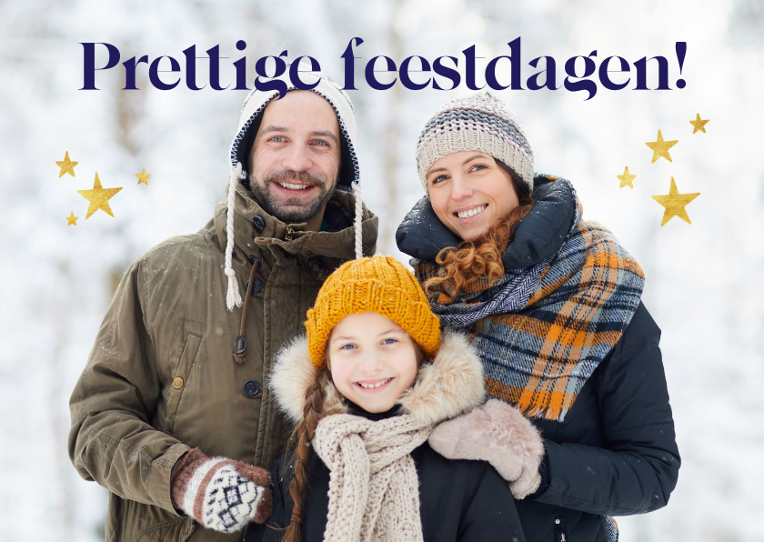 Fotokaart kerst gouden sterretjes - Kerstkaarten Kerstkaarten - Fotokaart kerst gouden sterretjes