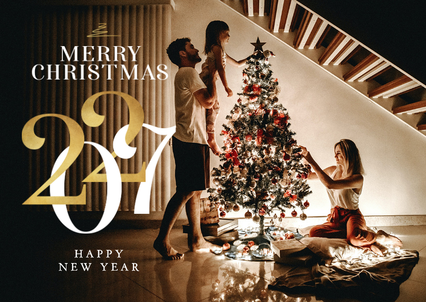 Fotokaart kerst nieuwjaar goud 2027 stijlvol modern - Kerstkaarten Kerstkaarten - Fotokaart kerst nieuwjaar goud 2027 stijlvol modern
