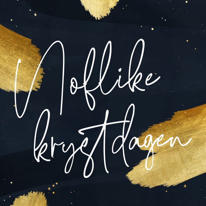 Kerstkaarten - Friese kerstkaart noflike krystdagen donkerblauw goud