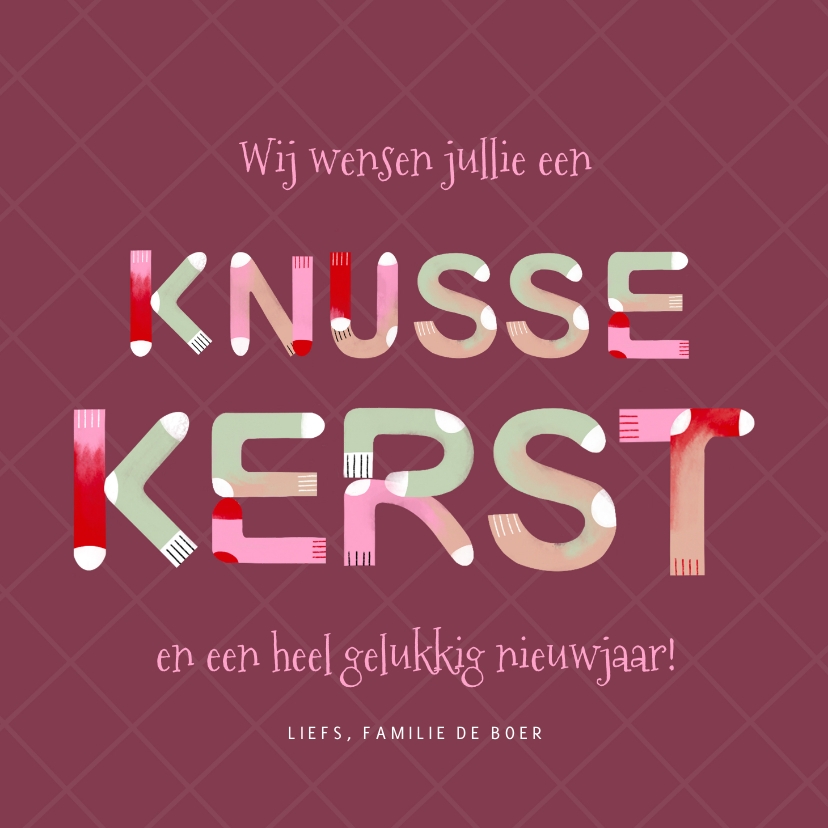 Funky kerstkaart kerstsokken typografie knusse kerst - Kerstkaarten Kerstkaarten - Funky kerstkaart kerstsokken typografie knusse kerst
