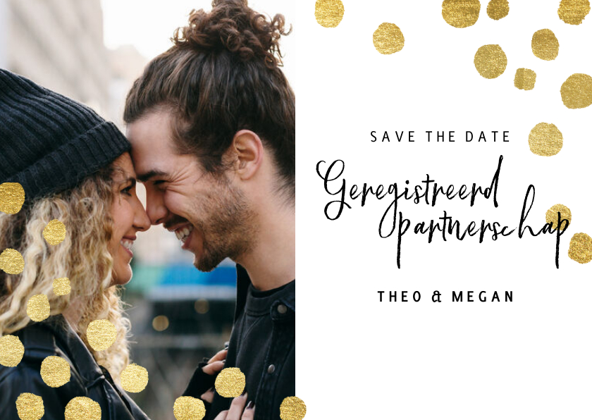 Geregistreerd partnerschap kerstkaart gouden confetti & foto - Kerstkaarten Kerstkaarten - Geregistreerd partnerschap kerstkaart gouden confetti & foto