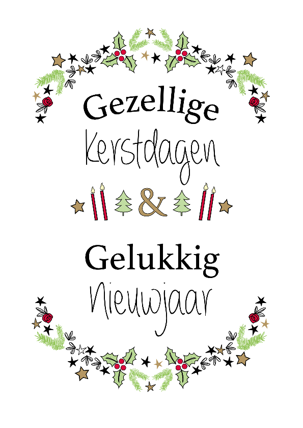 Gezellige kerstdagen & Gelukkig nieuwjaar witte achtergrond - Kerstkaarten Kerstkaarten - Gezellige kerstdagen & Gelukkig nieuwjaar witte achtergrond