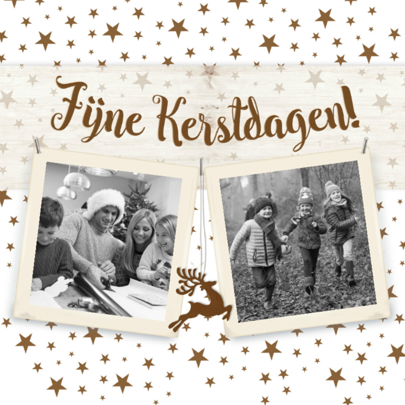 Gouden sterren met polaroid-isf - Kerstkaarten Kerstkaarten - Gouden sterren met polaroid-isf