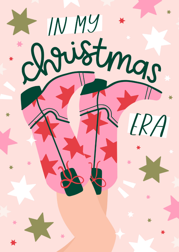 Kerstkaarten - Grappig kerstkaartje cowboylaarzen in my christmas era ster