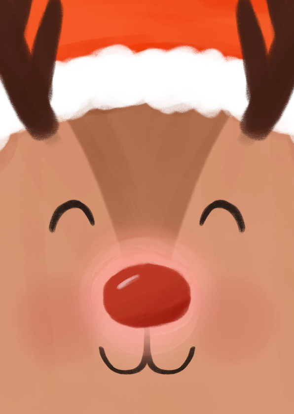 Grappig kerstkaartje illustratie rendier closeup - Kerstkaarten Kerstkaarten - Grappig kerstkaartje illustratie rendier closeup