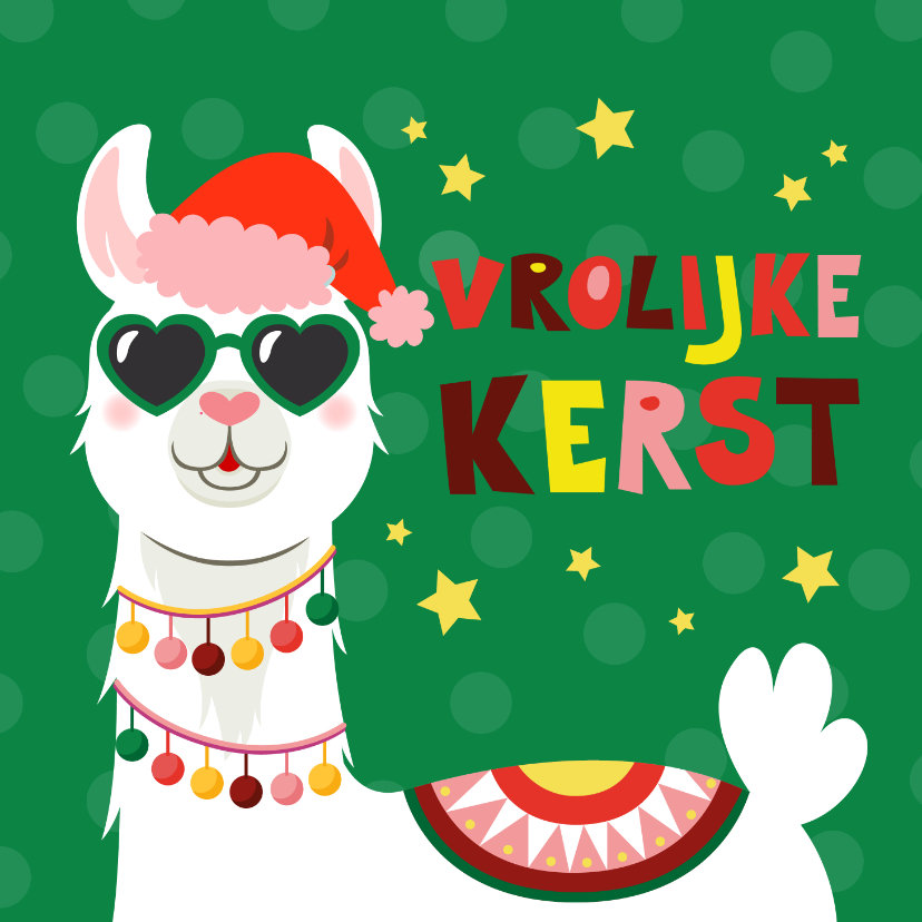 Grappige alpaca kerstkaart - Kerstkaarten Kerstkaarten - Grappige alpaca kerstkaart