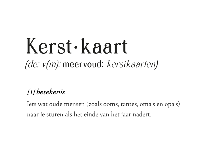 Grappige hippe kerstkaart met knipoog in woordenboek stijl - Kerstkaarten Kerstkaarten - Grappige hippe kerstkaart met knipoog in woordenboek stijl