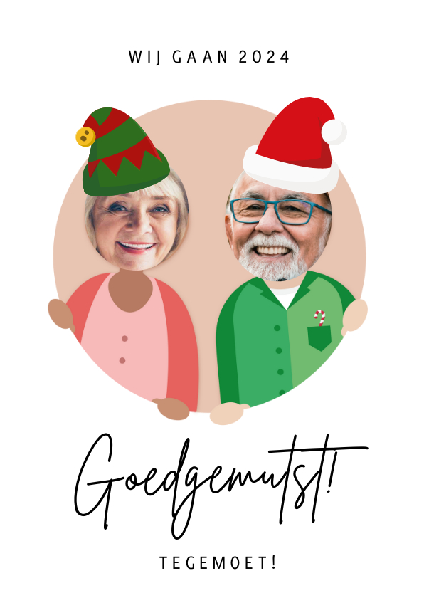 Kerstkaarten - Grappige kerstkaart - goedgemutst 2024 tegemoet!