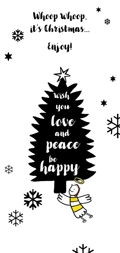 Grappige kerstkaart met engeltje - Kerstkaarten Kerstkaarten - Grappige kerstkaart met engeltje