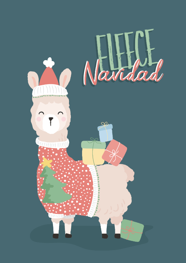 Kerstkaarten - Grappige kerstkaart met woordgrap 'fleece navidad'