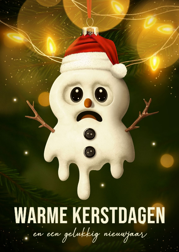 Kerstkaarten - Grappige kerstkaart sneeuwpop Warm Wishes