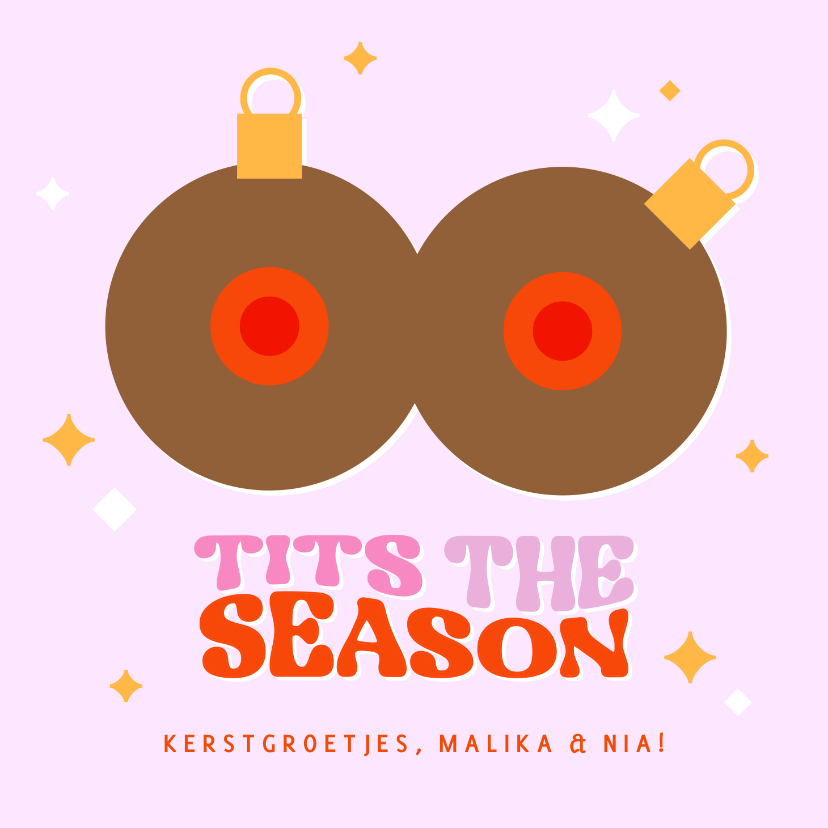 Kerstkaarten - Grappige kerstkaart 'Tits the season' borsten kerstballen 