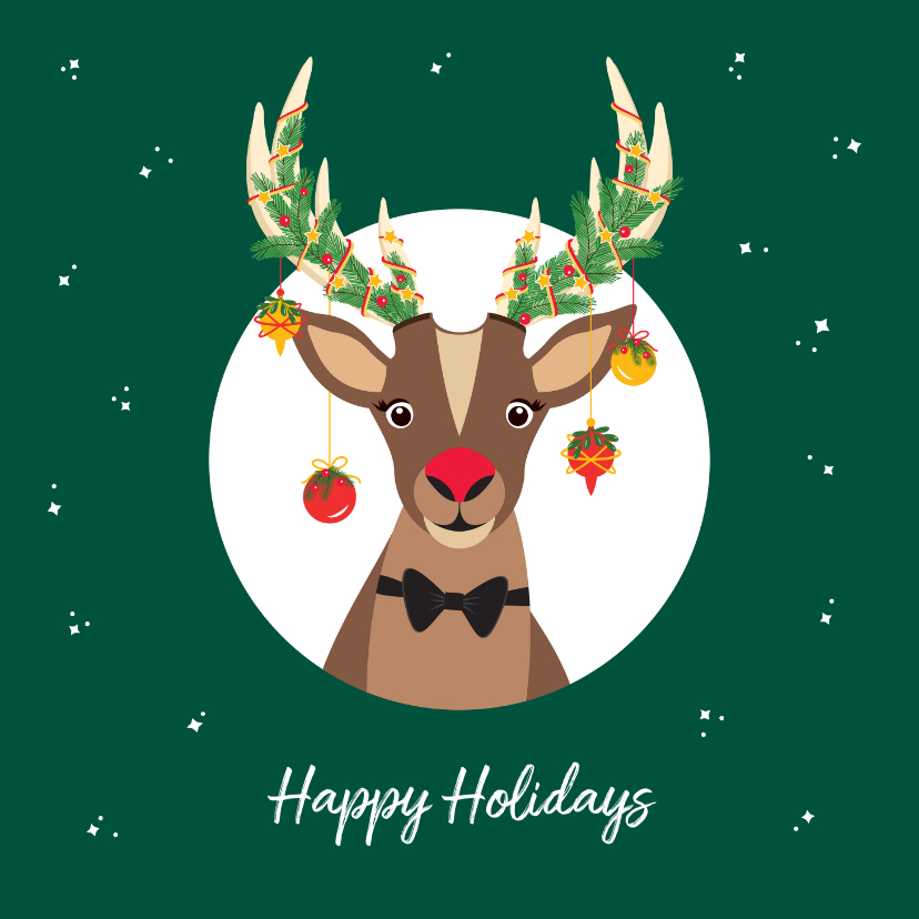 Kerstkaarten - Grappige Rudolf het Rendier wenst je een fijne feestdagen