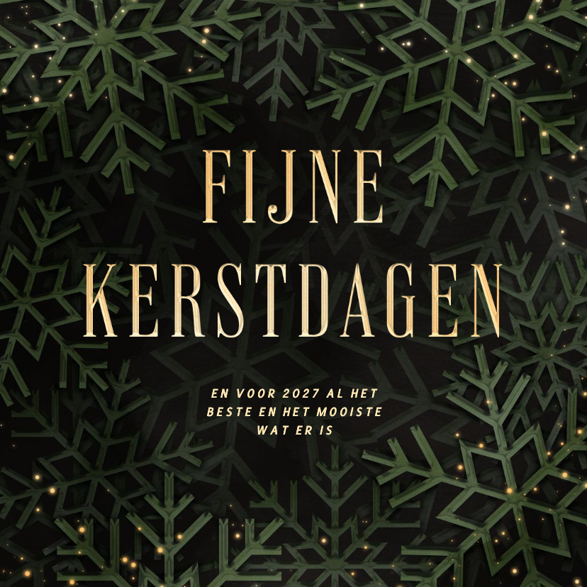 Kerstkaarten - Groene kerstkaart 'Fijne Kerstdagen' met sneeuwvlokken