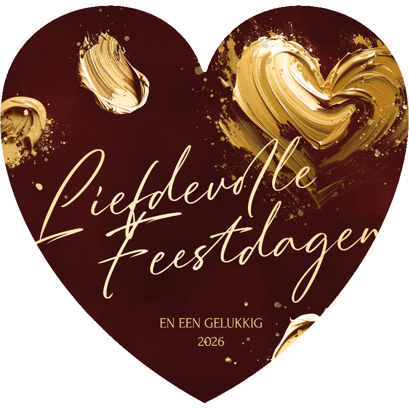 Kerstkaarten - Hartvorm kerstkaart met geschilderd hart liefdevolle kerst