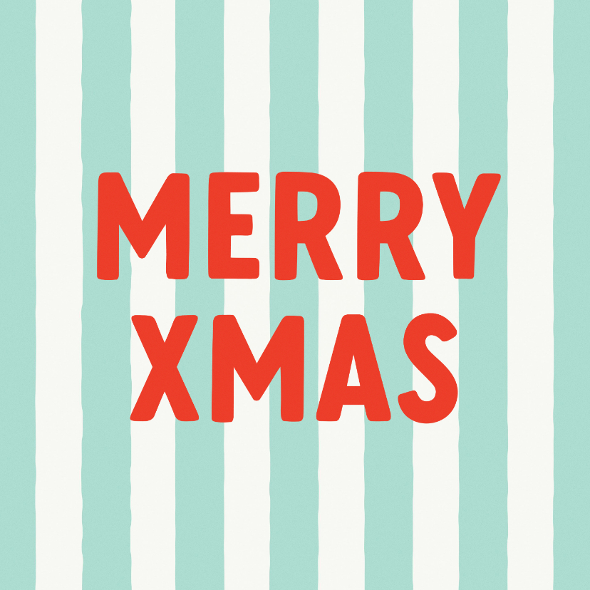 Hip en trendy kerstkaartje mintgroen streep merry xmas - Kerstkaarten Kerstkaarten - Hip en trendy kerstkaartje mintgroen streep merry xmas