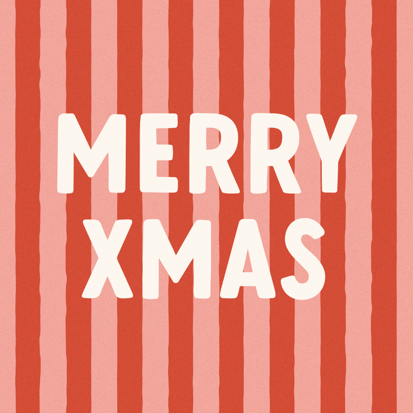 Hip en trendy kerstkaartje roodroze streep merry xmas - Kerstkaarten Kerstkaarten - Hip en trendy kerstkaartje roodroze streep merry xmas