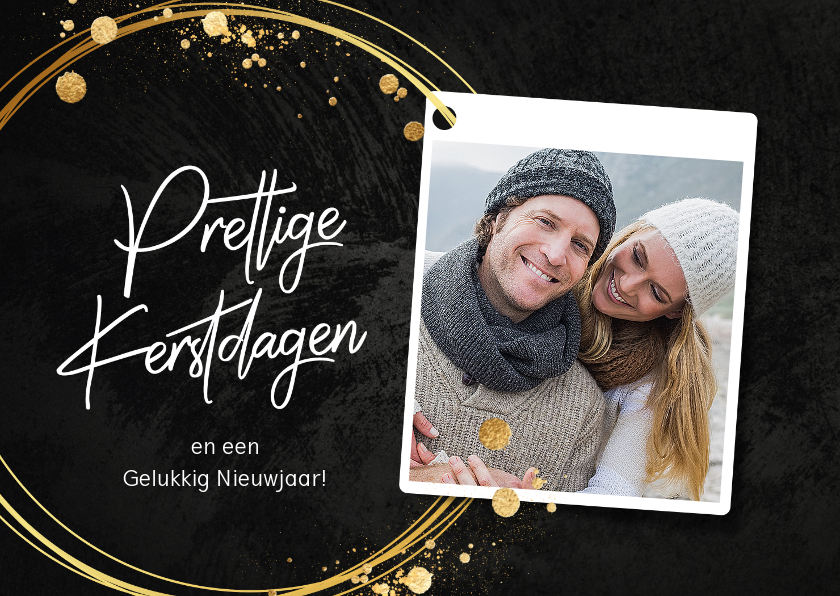 Hippe foto kerstkaart goud cirkel - Kerstkaarten Kerstkaarten - Hippe foto kerstkaart goud cirkel