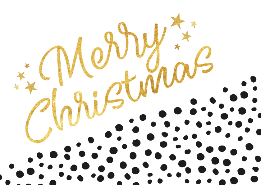 Hippe kerstkaart diagonaal met zwarte stippen en goud - Kerstkaarten Kerstkaarten - Hippe kerstkaart diagonaal met zwarte stippen en goud