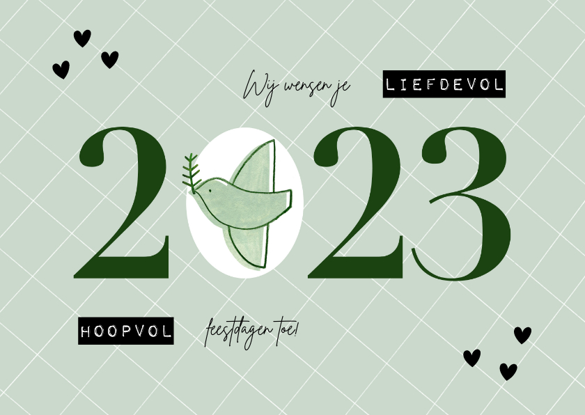 Hippe kerstkaart duif liefdevolle, hoopvolle feestdagen 2023 - Kerstkaarten Kerstkaarten - Hippe kerstkaart duif liefdevolle, hoopvolle feestdagen 2023