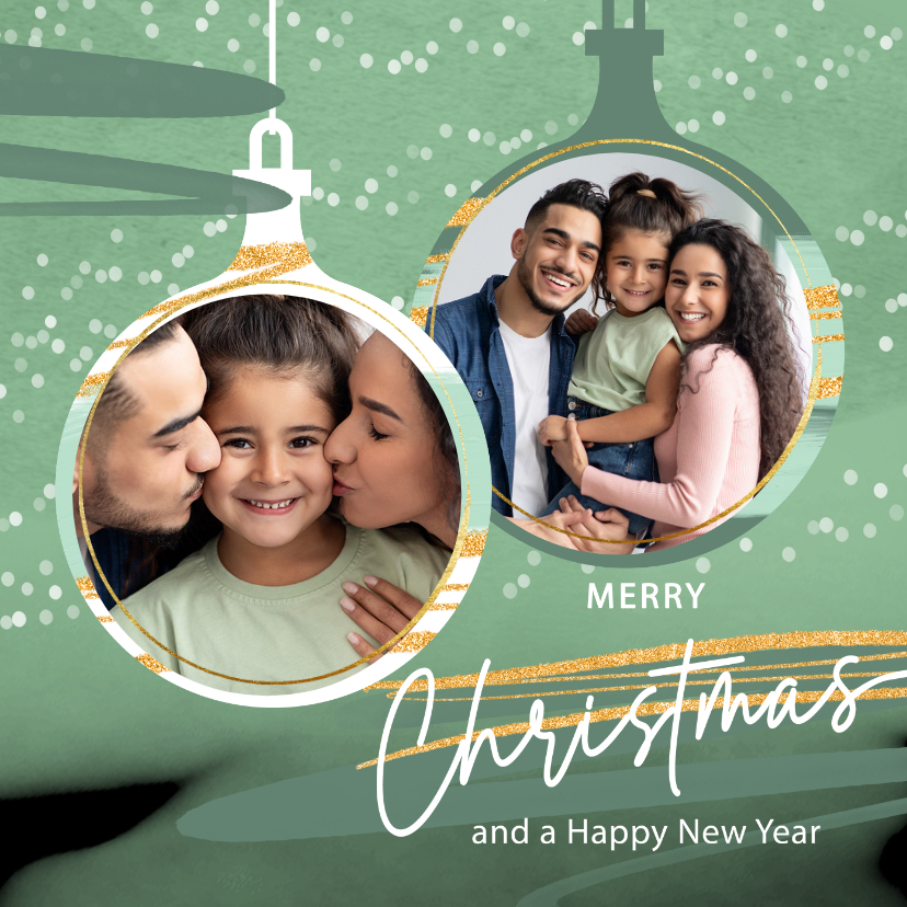 Hippe kerstkaart fotos en kerstballen - Kerstkaarten Kerstkaarten - Hippe kerstkaart fotos en kerstballen