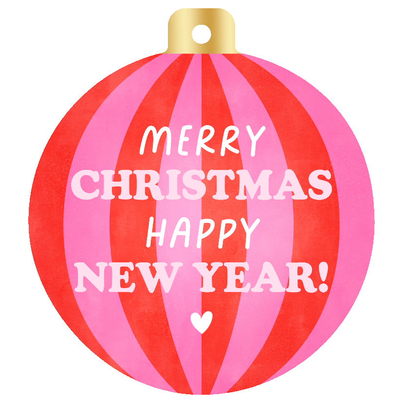 Hippe kerstkaart in kerstbalvorm streepjes en typografie - Kerstkaarten Kerstkaarten - Hippe kerstkaart in kerstbalvorm streepjes en typografie