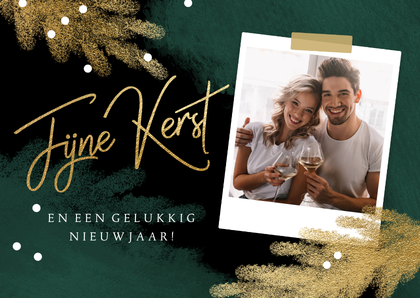 Kerstkaarten - Hippe kerstkaart krijt takjes en foto