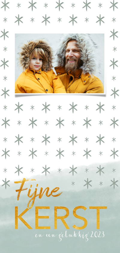 Hippe kerstkaart met gouden letters, foto en sterren - Kerstkaarten Kerstkaarten - Hippe kerstkaart met gouden letters, foto en sterren