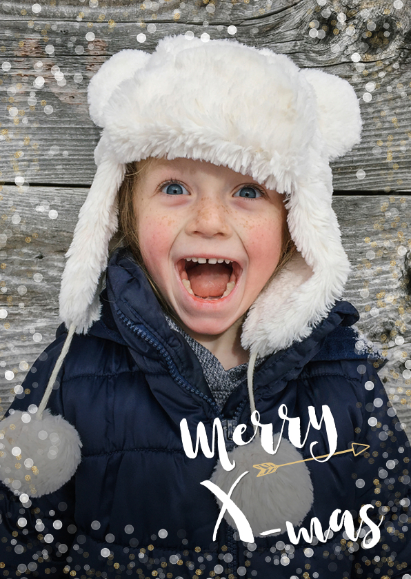 Hippe kerstkaart met grote eigen foto en confetti kader - Kerstkaarten Kerstkaarten - Hippe kerstkaart met grote eigen foto en confetti kader