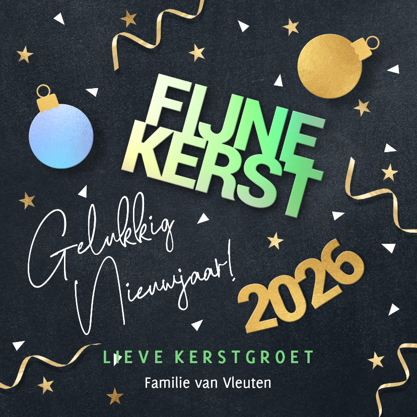 Hippe kerstkaart met kerstwensen 2026 - Kerstkaarten Kerstkaarten - Hippe kerstkaart met kerstwensen 2026