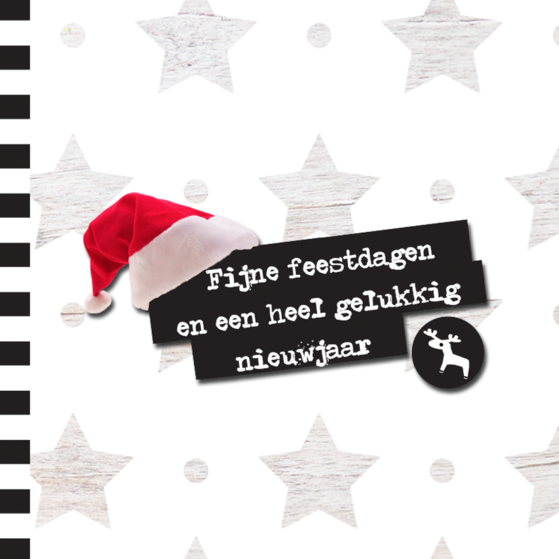 Hippe Kerstkaart Sterren en Kerstmuts - Kerstkaarten Kerstkaarten - Hippe Kerstkaart Sterren en Kerstmuts