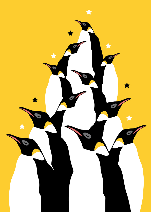 Hippe pinguin kerstkaart - Kerstkaarten Kerstkaarten - Hippe pinguin kerstkaart