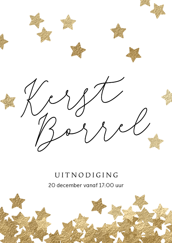 Hippe uitnodiging kerstborrel sterren confetti - Kerstkaarten Kerstkaarten - Hippe uitnodiging kerstborrel sterren confetti