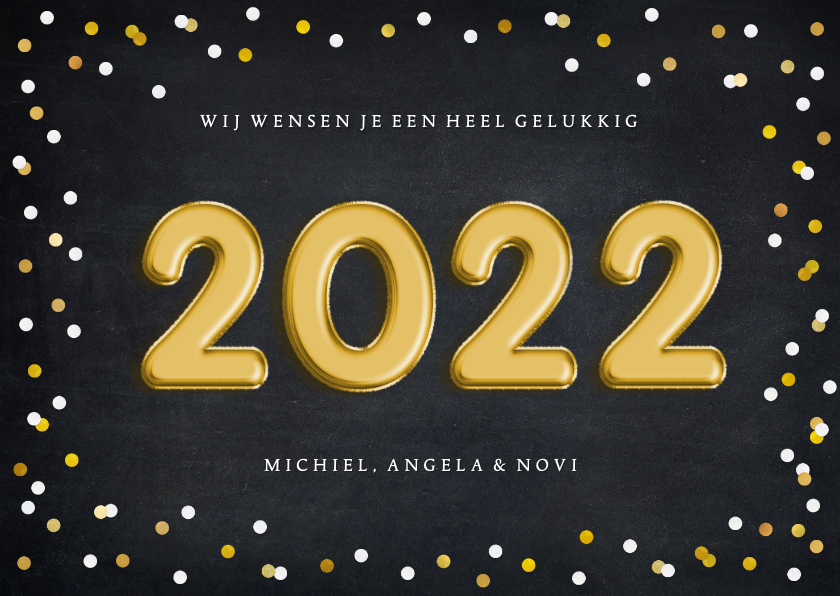 Hippe zwarte kerstkaart met folieballon 2022 - Kerstkaarten Kerstkaarten - Hippe zwarte kerstkaart met folieballon 2022