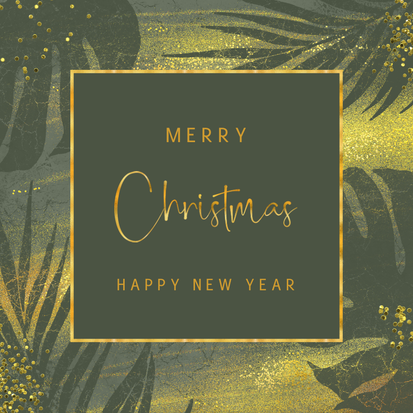 Jungle kerstkaart met goud en grunge - Kerstkaarten Kerstkaarten - Jungle kerstkaart met goud en grunge
