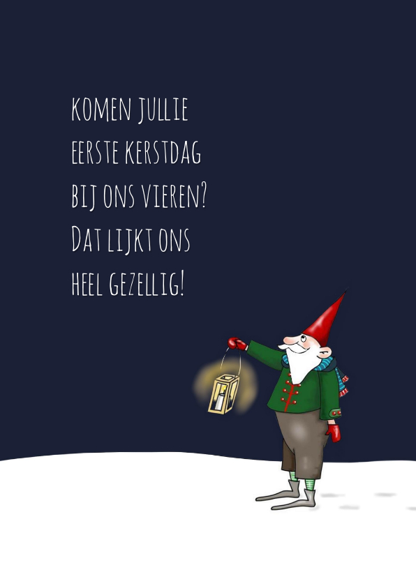 Kerstkaarten - Kerskaart - kerstmannetje met lantaarn