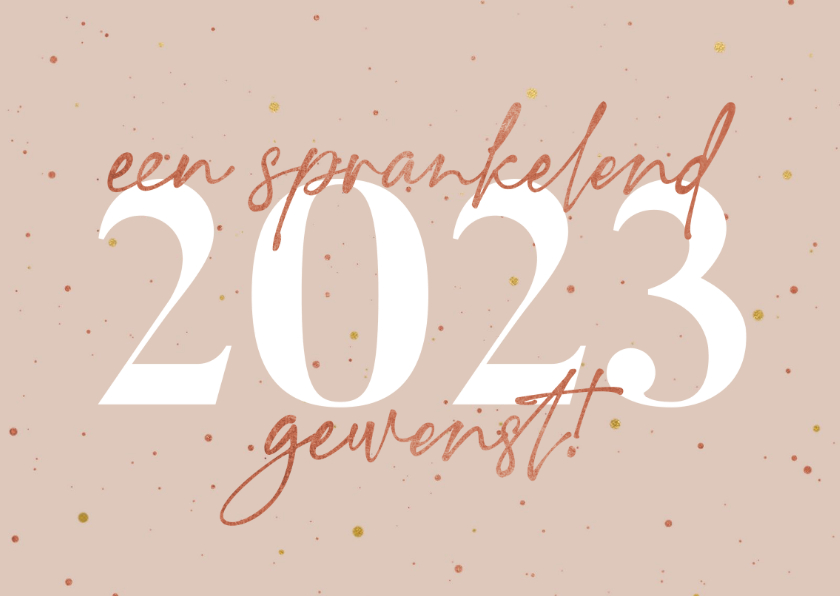 Kerskaart sprankelend 2023 gewenst koperlook - Kerstkaarten Kerstkaarten - Kerskaart sprankelend 2023 gewenst koperlook
