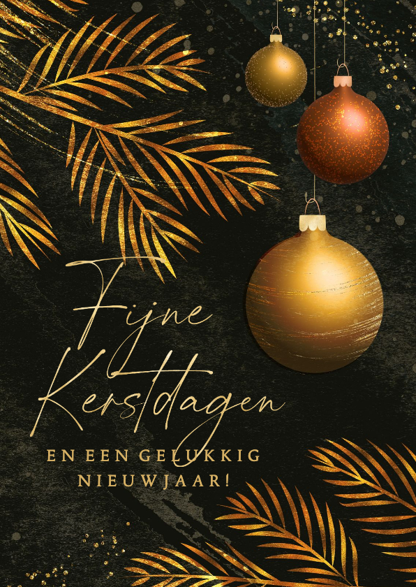 Kerst artistiek sprankelend warm goud koper kerstballen - Kerstkaarten Kerstkaarten - Kerst artistiek sprankelend warm goud koper kerstballen